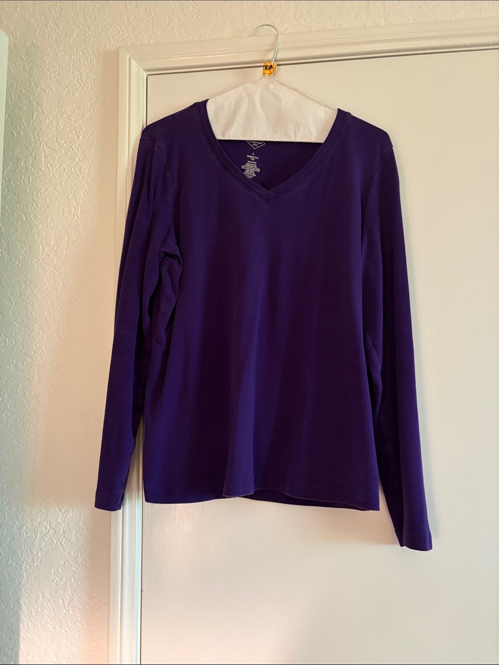 St. John's Bay Purple V-Neck Long-Sleeve Top